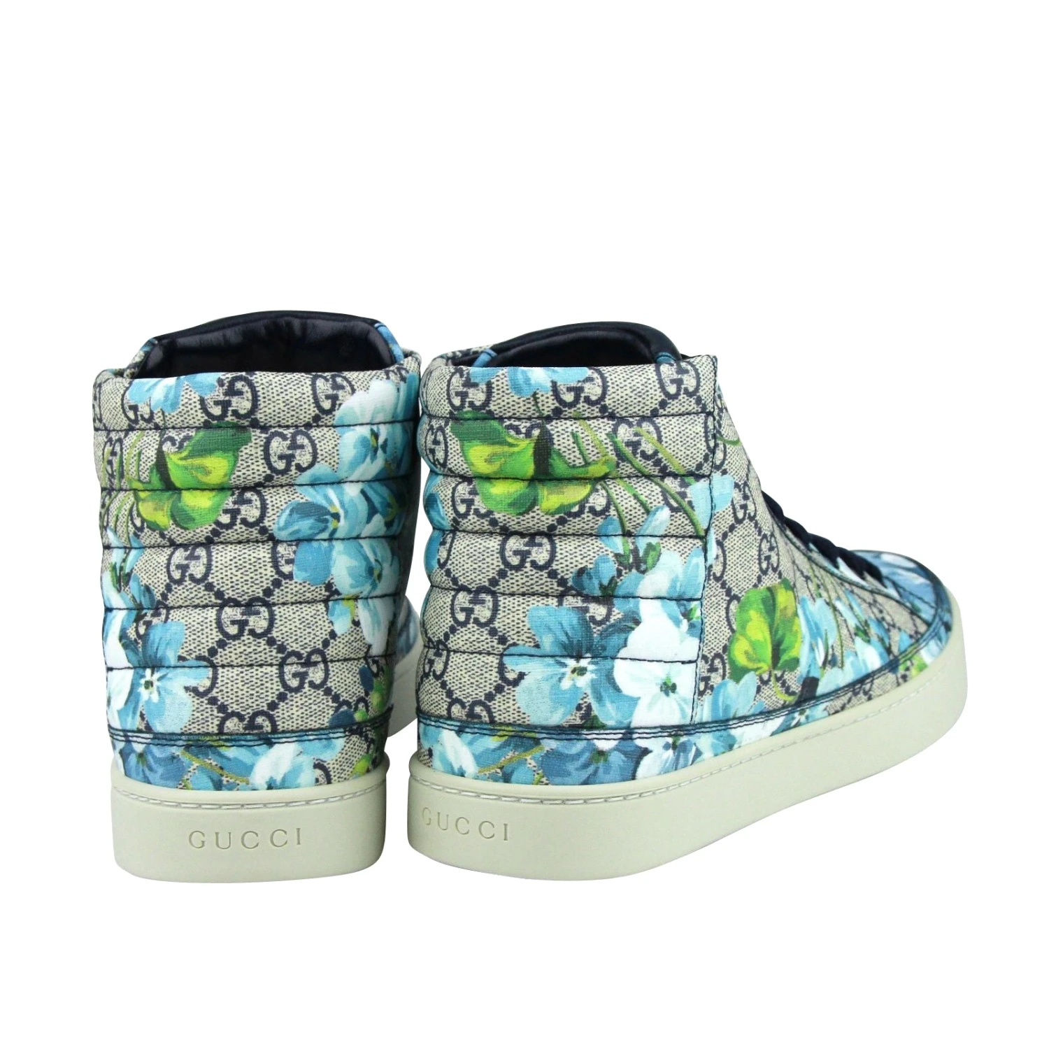 Gucci Men's Bloom Print Supreme GG Blue Canvas Hi Top Sneaker Shoes 7 Gucci Men's Bloom Print Supreme GG Blue Canvas Hi Top Sneaker Shoes - Image 5