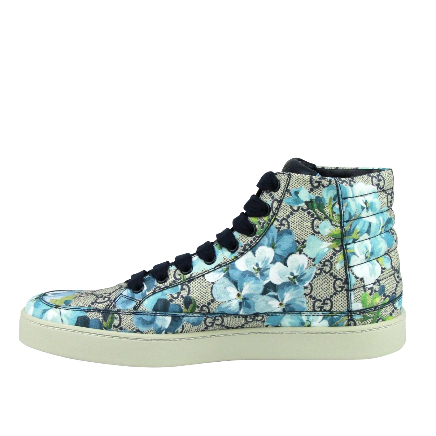 Gucci Men's Bloom Print Supreme GG Blue Canvas Hi Top Sneaker Shoes 9 Gucci Men's Bloom Print Supreme GG Blue Canvas Hi Top Sneaker Shoes - Image 7