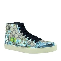 Gucci Men's Bloom Print Supreme GG Blue Canvas Hi Top Sneaker Shoes 31 Gucci Men's Bloom Print Supreme GG Blue Canvas Hi Top Sneaker Shoes -Lux Lair Store 407342 8470 8.5g 1