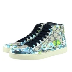 Gucci Men's Bloom Print Supreme GG Blue Canvas Hi Top Sneaker Shoes 33 Gucci Men's Bloom Print Supreme GG Blue Canvas Hi Top Sneaker Shoes -Lux Lair Store 407342 8470 8.5g 2