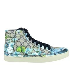 Gucci Men's Bloom Print Supreme GG Blue Canvas Hi Top Sneaker Shoes 41 Gucci Men's Bloom Print Supreme GG Blue Canvas Hi Top Sneaker Shoes -Lux Lair Store 407342 8470 8.5g 6