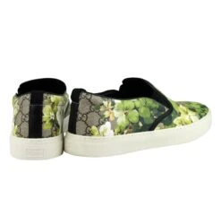 Gucci Men's Bloom Flower Print Supreme GG Green Canvas Slip Sneakers 407362 8961 -Lux Lair Store 407362 8961 9.5g 5