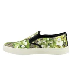 Gucci Men's Bloom Flower Print Supreme GG Green Canvas Slip Sneakers 407362 8961 -Lux Lair Store 407362 8961 9.5g 8