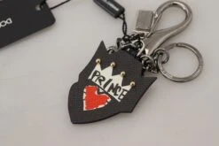 Dolce & Gabbana Black Prince Studs Logo Silver Brass Men's Keychain 12 Dolce & Gabbana Black Prince Studs Logo Silver Brass Men's Keychain -Lux Lair Store 4084788