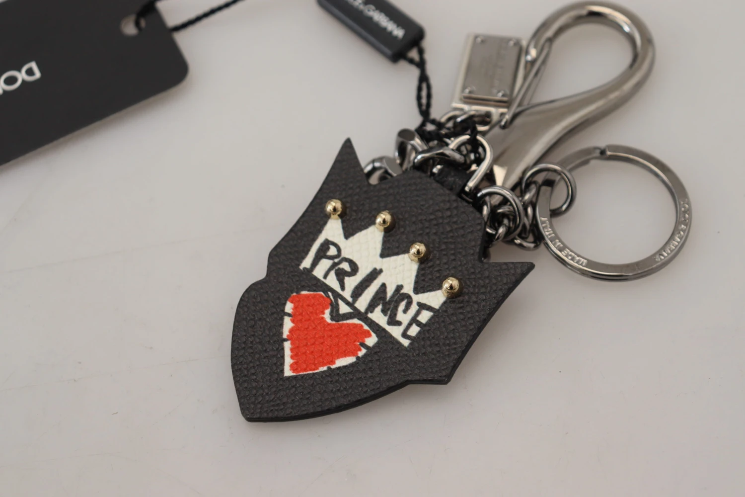 Dolce & Gabbana Black Prince Studs Logo Silver Brass Men's Keychain 7 Dolce & Gabbana Black Prince Studs Logo Silver Brass Men's Keychain - Image 5