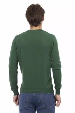 Baldinini Trend Green Cotton Men Men's Sweater 7 Baldinini Trend Green Cotton Men Men's Sweater -Lux Lair Store 4098492