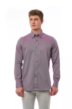 Bagutta Burgundy Cotton Men Men's Shirt