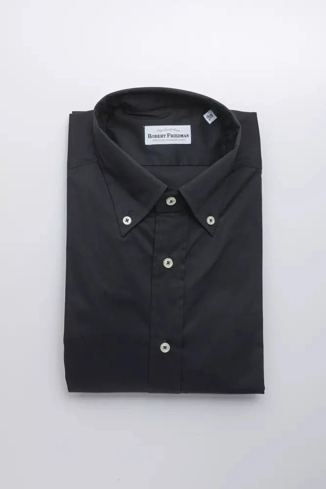 Robert Friedman Black Cotton Men Men's Shirt 3 Robert Friedman Black Cotton Men Men's Shirt