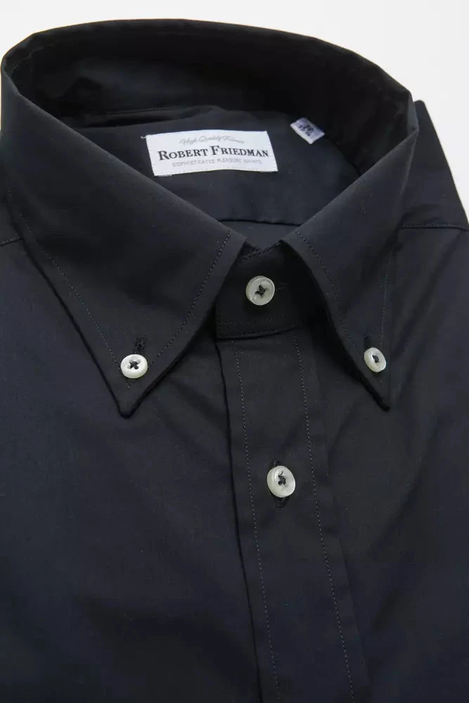 Robert Friedman Black Cotton Men Men's Shirt 4 Robert Friedman Black Cotton Men Men's Shirt - Image 2