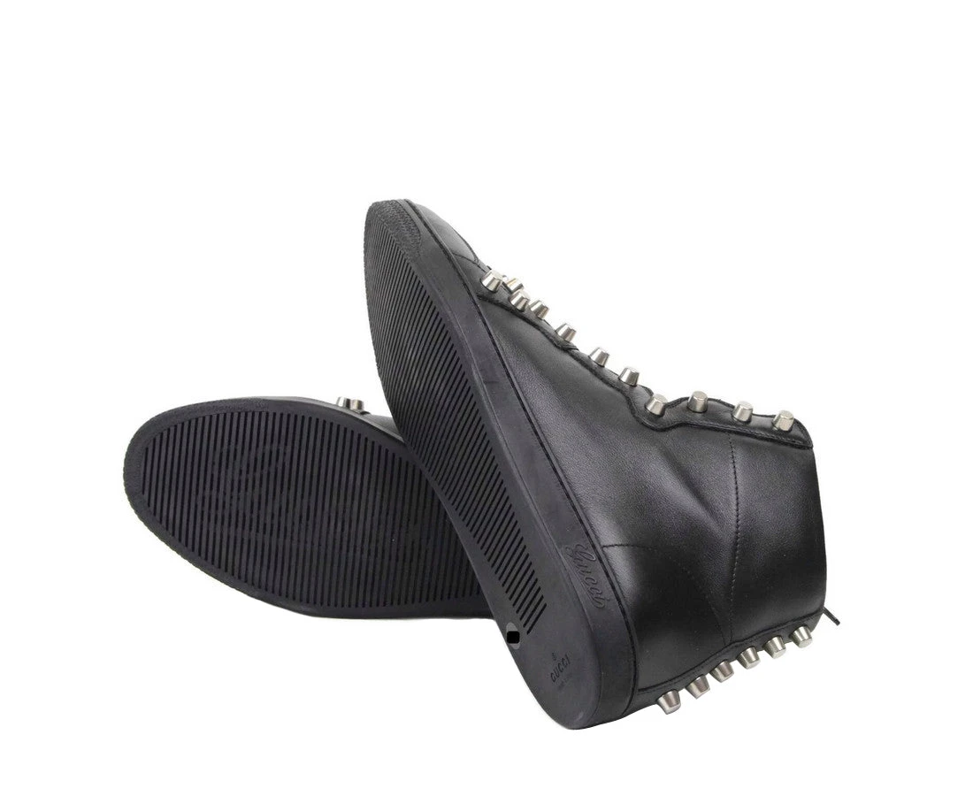 Gucci Men's Black Sttuded Leather High Top Sneaker 10 Gucci Men's Black Sttuded Leather High Top Sneaker - Image 8
