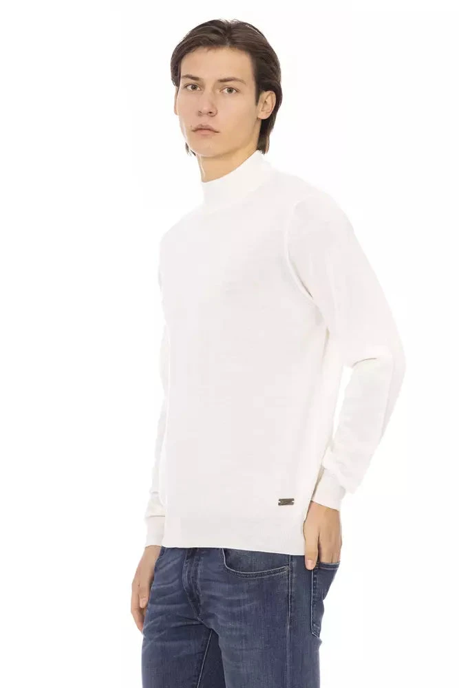 Baldinini Trend White Fabric Men Turtleneck Men's Sweater 4 Baldinini Trend White Fabric Men Turtleneck Men's Sweater - Image 2