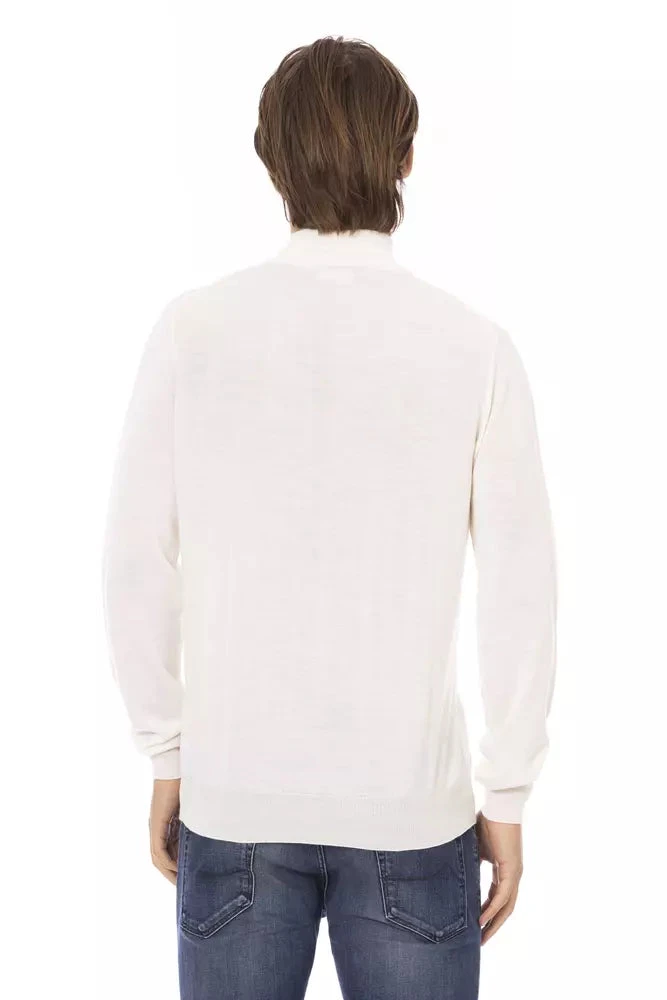 Baldinini Trend White Fabric Men Turtleneck Men's Sweater 5 Baldinini Trend White Fabric Men Turtleneck Men's Sweater - Image 3