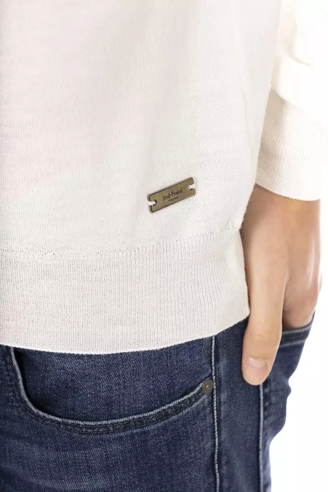 Baldinini Trend White Fabric Men Turtleneck Men's Sweater 6 Baldinini Trend White Fabric Men Turtleneck Men's Sweater - Image 4