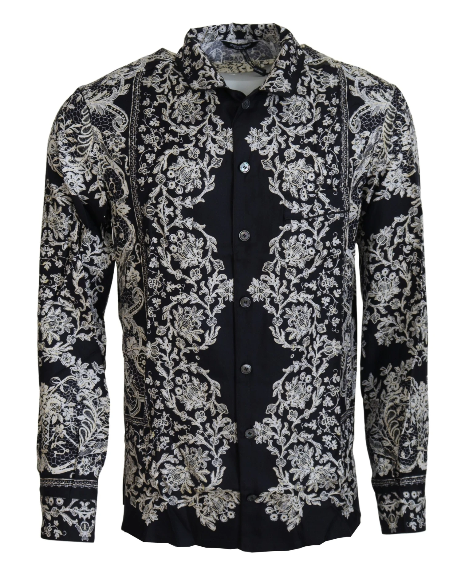 Dolce & Gabbana Blue Silk Floral Baroque Satin Casual Men's Shirt 3 Dolce & Gabbana Blue Silk Floral Baroque Satin Casual Men's Shirt
