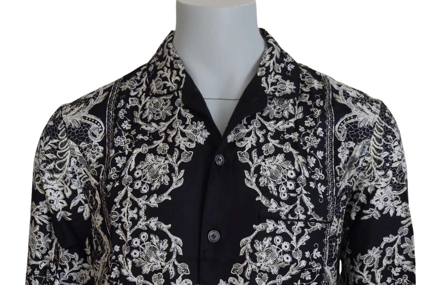 Dolce & Gabbana Blue Silk Floral Baroque Satin Casual Men's Shirt 6 Dolce & Gabbana Blue Silk Floral Baroque Satin Casual Men's Shirt - Image 4