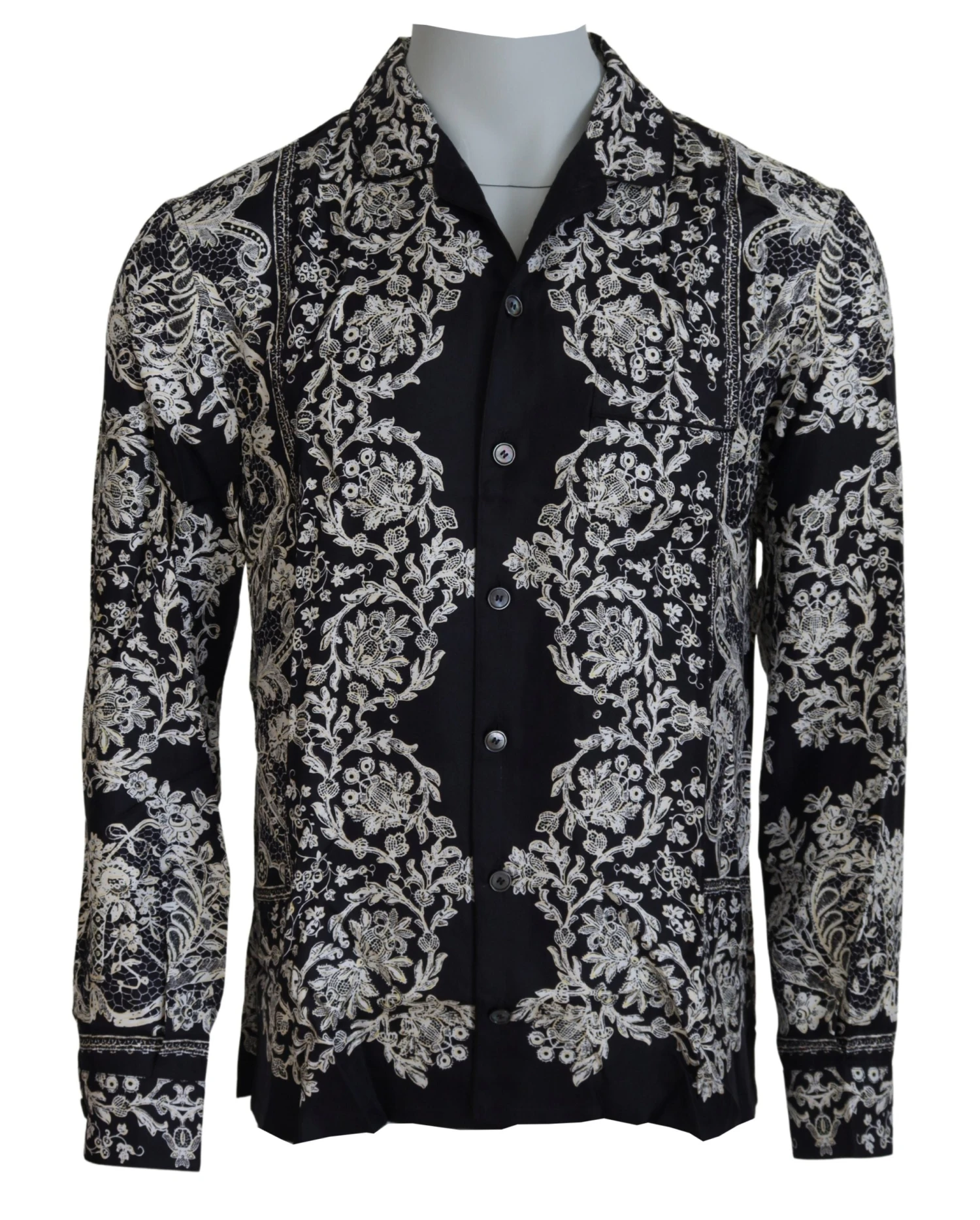 Dolce & Gabbana Blue Silk Floral Baroque Satin Casual Men's Shirt 7 Dolce & Gabbana Blue Silk Floral Baroque Satin Casual Men's Shirt - Image 5