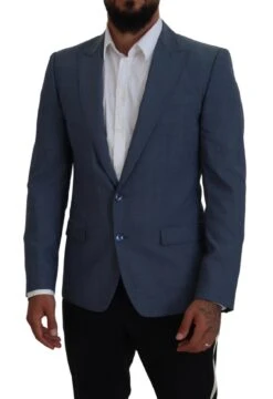Dolce & Gabbana Blue Wool Stretch Slim Fit Jacket Men's Blazer -Lux Lair Store 4120878