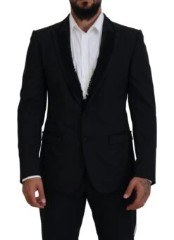 Dolce & Gabbana Black MARTINI Slim Fit Jacket Men's Blazer