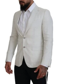 Dolce & Gabbana White Linen Slim Fit Jacket Men's Blazer 9 Dolce & Gabbana White Linen Slim Fit Jacket Men's Blazer -Lux Lair Store 4120937