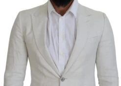 Dolce & Gabbana White Linen Slim Fit Jacket Men's Blazer 11 Dolce & Gabbana White Linen Slim Fit Jacket Men's Blazer -Lux Lair Store 4120939