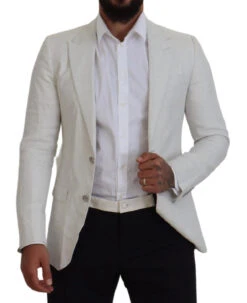 Dolce & Gabbana White Linen Slim Fit Jacket Men's Blazer 13 Dolce & Gabbana White Linen Slim Fit Jacket Men's Blazer -Lux Lair Store 4120941