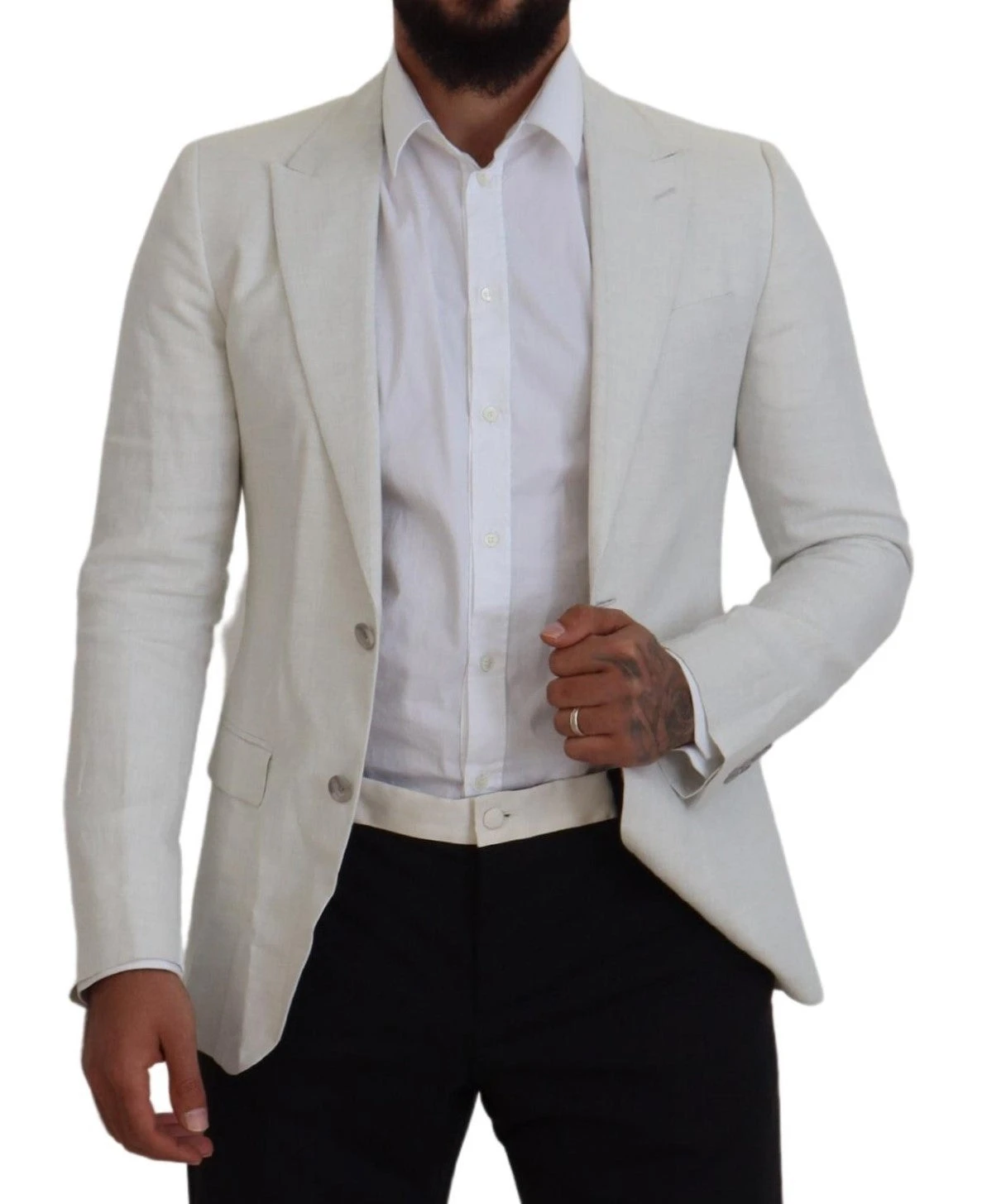 Dolce & Gabbana White Linen Slim Fit Jacket Men's Blazer 8 Dolce & Gabbana White Linen Slim Fit Jacket Men's Blazer - Image 6