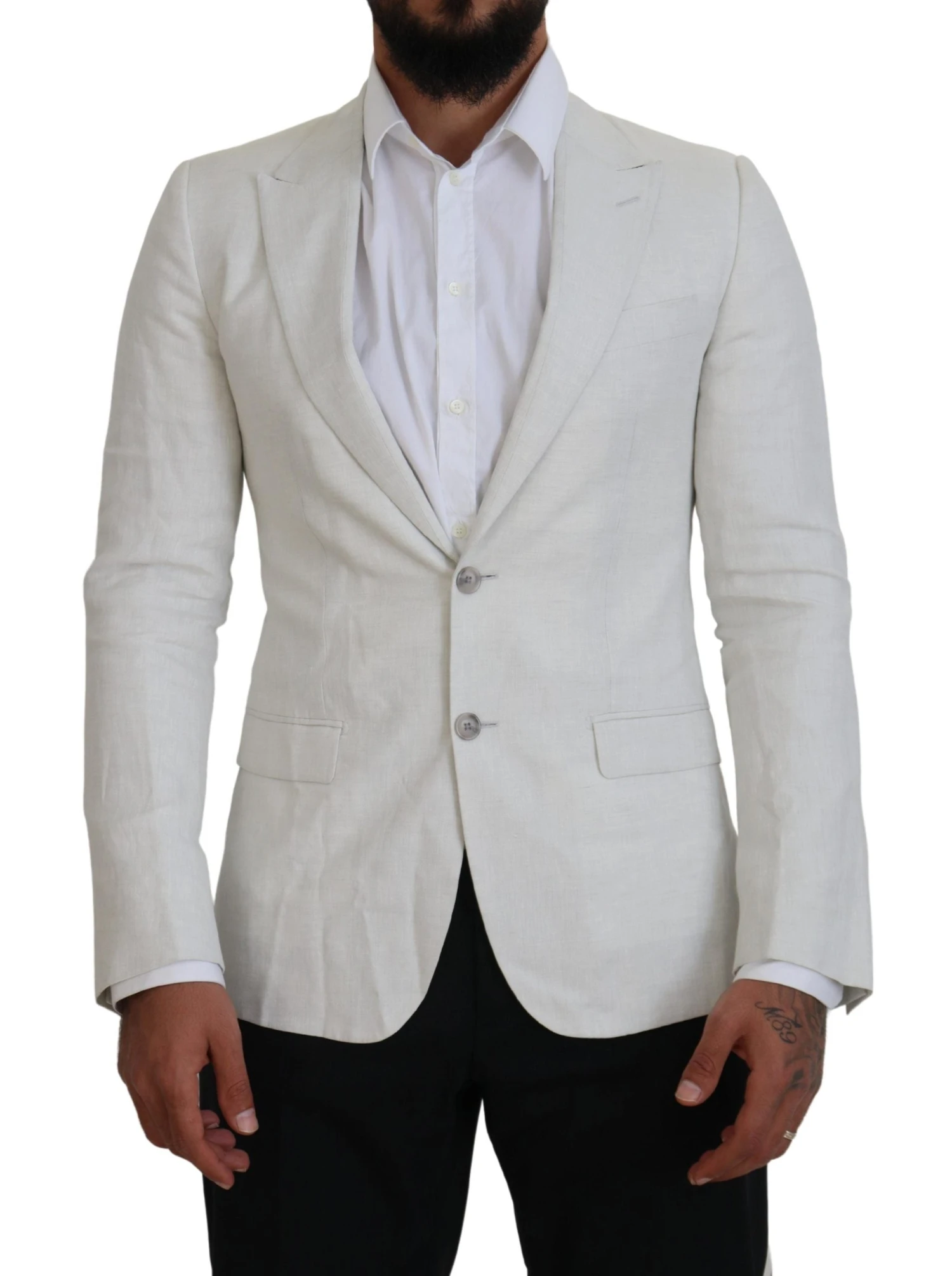 Dolce & Gabbana White Linen Slim Fit Jacket Men's Blazer 3 Dolce & Gabbana White Linen Slim Fit Jacket Men's Blazer