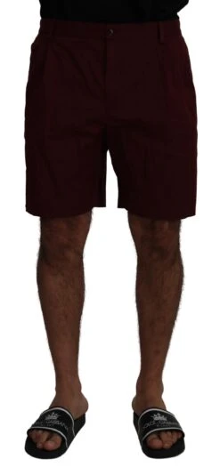Dolce & Gabbana Maroon Cotton Bermuda Casual Men's Shorts