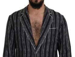 Dolce & Gabbana Blue Striped Silk Pajama Shirt Men's Jacket -Lux Lair Store 4122719