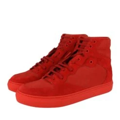 Balenciaga Men's Hi Top Red Nu-buck Suede / Rubber Sneaker -Lux Lair Store 412347 6570 39e 4