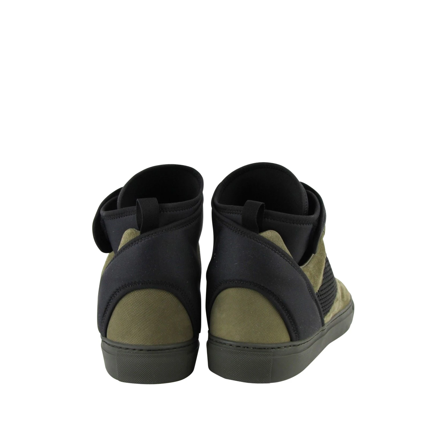 Balenciaga Men's High Top Black / Olive Green Suede Leather Sneakers 7 Balenciaga Men's High Top Black / Olive Green Suede Leather Sneakers - Image 5