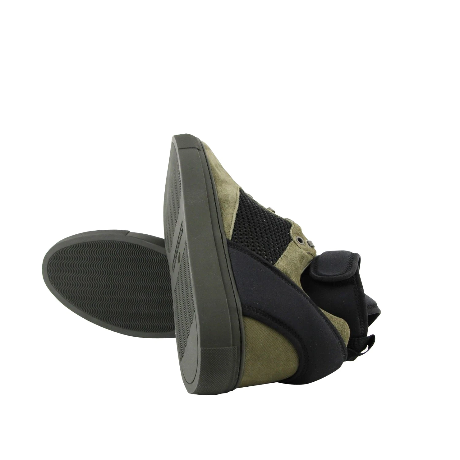 Balenciaga Men's High Top Black / Olive Green Suede Leather Sneakers 10 Balenciaga Men's High Top Black / Olive Green Suede Leather Sneakers - Image 8