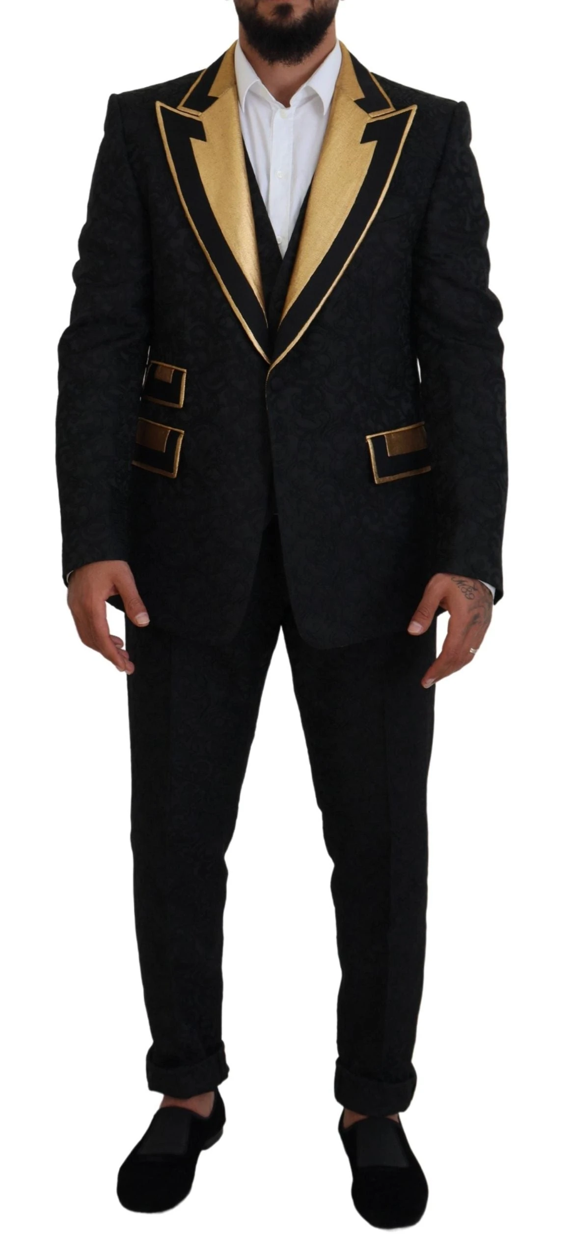 Dolce & Gabbana Black Gold Fantasy Tuxedo Slim Fit Men's Suit 3 Dolce & Gabbana Black Gold Fantasy Tuxedo Slim Fit Men's Suit