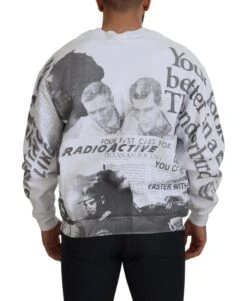 MSGM White Cotton Crewneck Pullover Sweatshirt Men's Sweater -Lux Lair Store 4126769