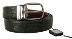 Dolce & Gabbana Green Exotic Leather Silver Buckle Men's Belt -Lux Lair Store 4127715