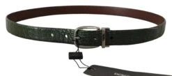 Dolce & Gabbana Green Exotic Leather Silver Buckle Men's Belt -Lux Lair Store 4127717