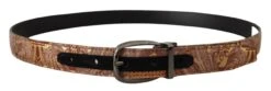 Dolce & Gabbana Multicolor Embossed Leather Black Metal Buckle Men's Belt