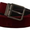 Dolce & Gabbana Maroon Velvet Leather Wide Vintage Metal Buckle Men's Belt -Lux Lair Store 4127781