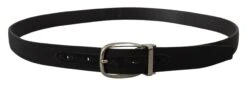 Dolce & Gabbana Black Grosgrain Leather Silver Logo Buckle Men's Belt -Lux Lair Store 4127829