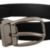 Dolce & Gabbana Black Grosgrain Leather Silver Logo Buckle Men's Belt 1 Dolce & Gabbana Black Grosgrain Leather Silver Logo Buckle Men's Belt -Lux Lair Store 4127830