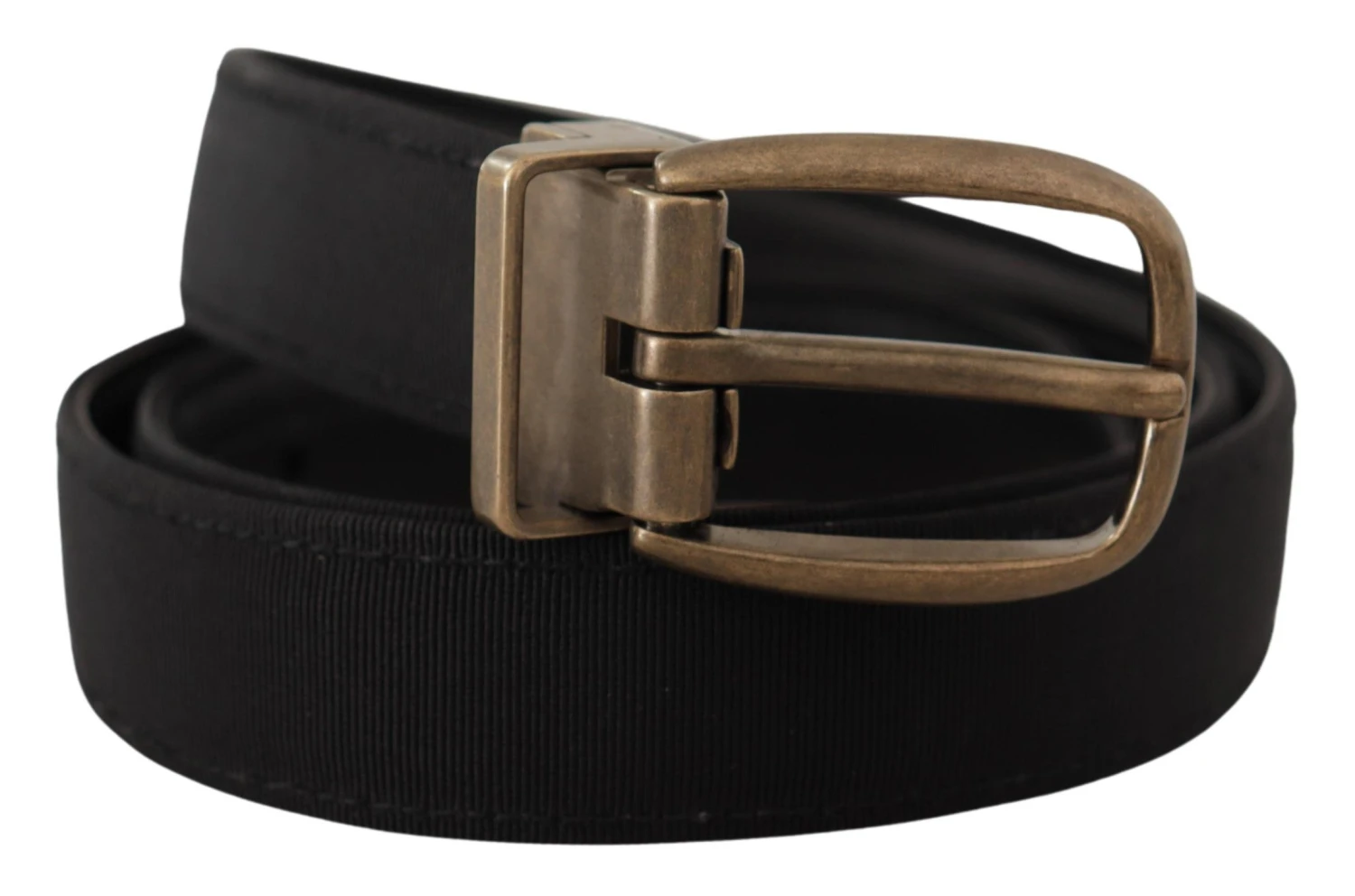 Dolce & Gabbana Black Grosgrain Leather Bronze Metal Men's Belt 4 Dolce & Gabbana Black Grosgrain Leather Bronze Metal Men's Belt - Image 2