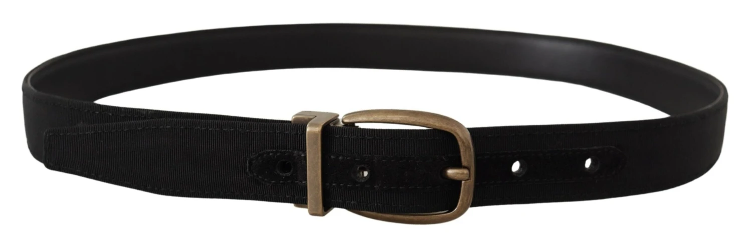 Dolce & Gabbana Black Grosgrain Leather Bronze Metal Men's Belt 5 Dolce & Gabbana Black Grosgrain Leather Bronze Metal Men's Belt - Image 3