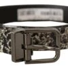 Dolce & Gabbana Black Marble Print Leather Gray Logo Men's Belt
