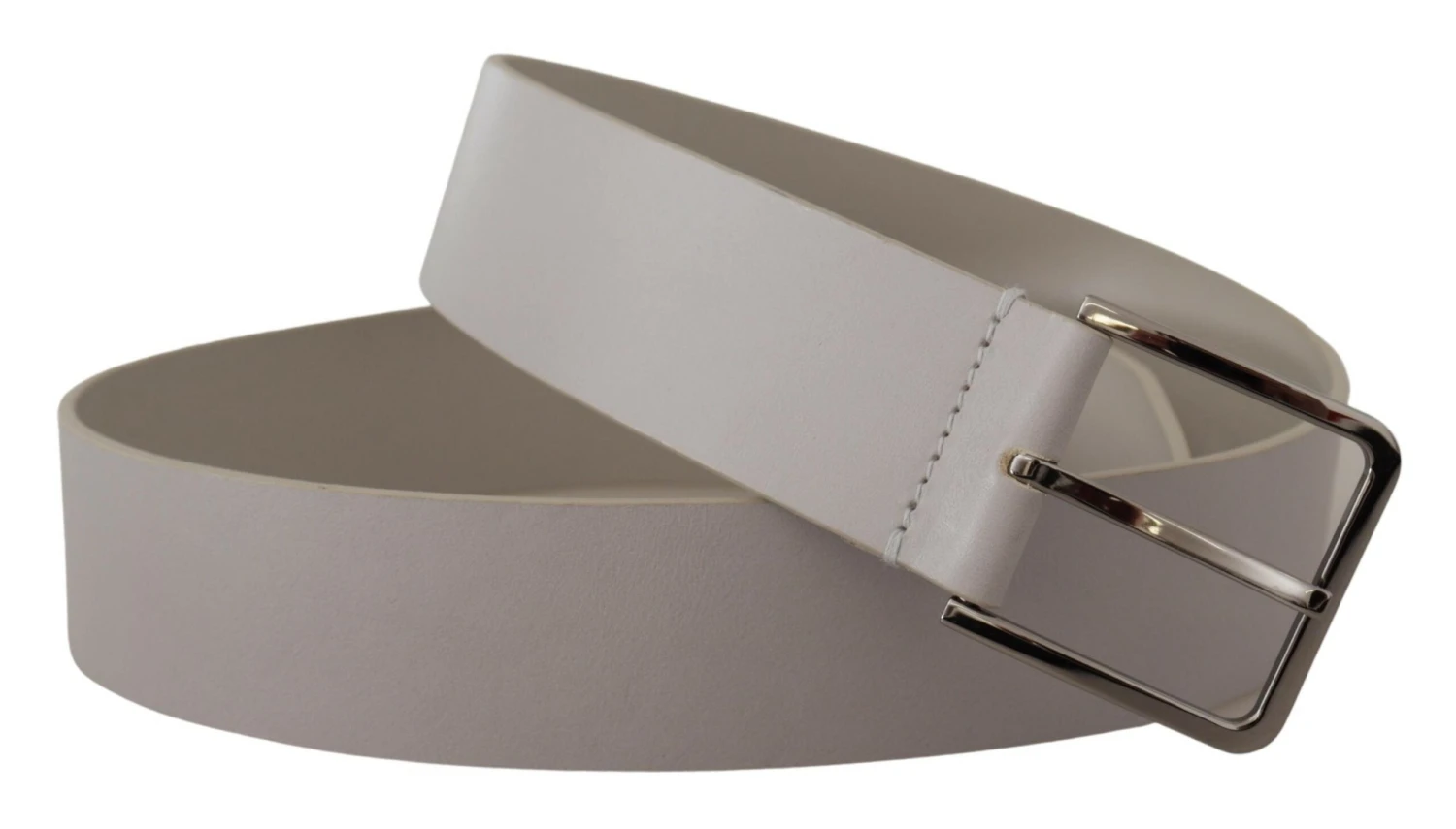 Dolce & Gabbana White Leather Wide Silver Metal Buckle Men's Belt 4 Dolce & Gabbana White Leather Wide Silver Metal Buckle Men's Belt - Image 2