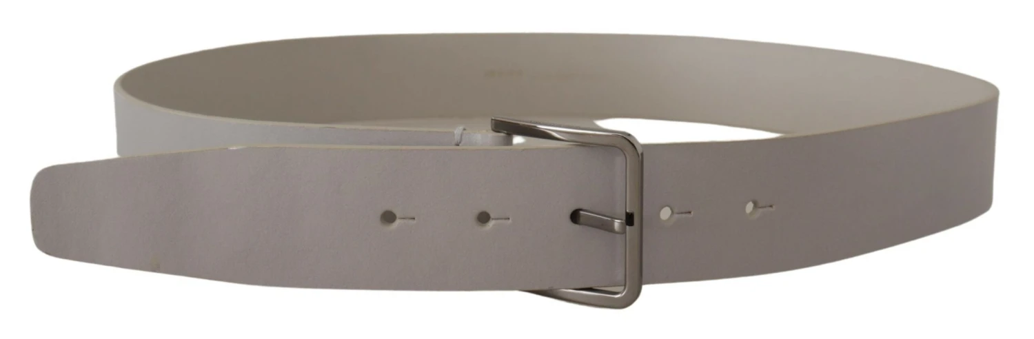 Dolce & Gabbana White Leather Wide Silver Metal Buckle Men's Belt 5 Dolce & Gabbana White Leather Wide Silver Metal Buckle Men's Belt - Image 3