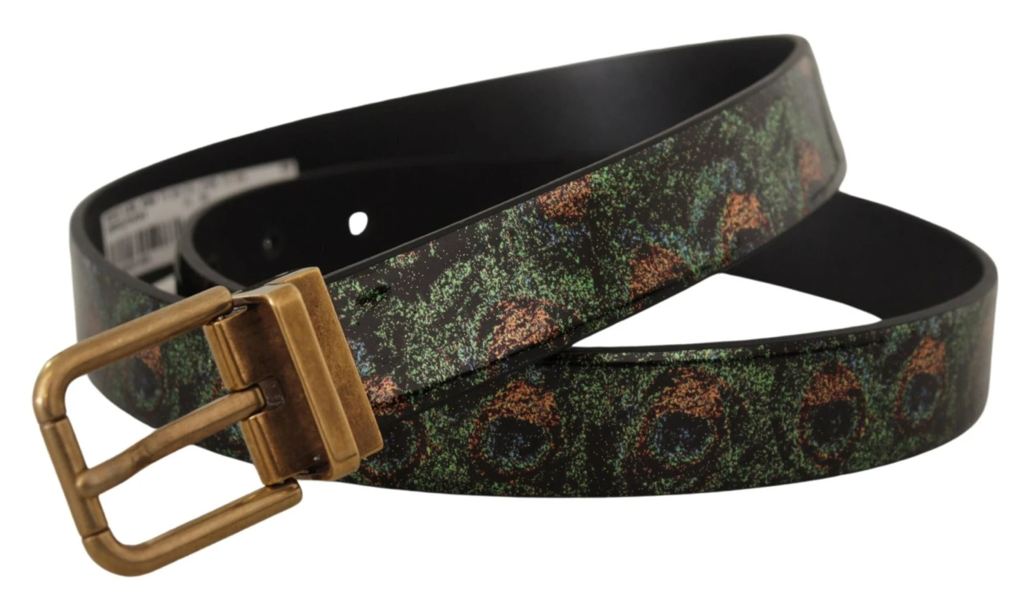 Dolce & Gabbana Multicolor Leather Vernice Pavone Bronze Metal Men's Belt 4 Dolce & Gabbana Multicolor Leather Vernice Pavone Bronze Metal Men's Belt - Image 2