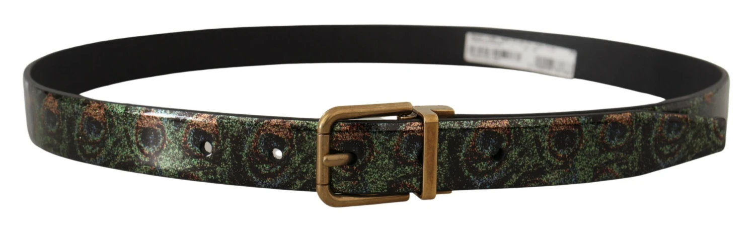 Dolce & Gabbana Multicolor Leather Vernice Pavone Bronze Metal Men's Belt 5 Dolce & Gabbana Multicolor Leather Vernice Pavone Bronze Metal Men's Belt - Image 3