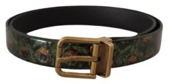 Dolce & Gabbana Multicolor Leather Vernice Pavone Bronze Metal Men's Belt