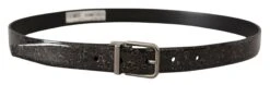 Dolce & Gabbana Black Goccia Glitter Patent Leather Buckle Vernice Men's Belt -Lux Lair Store 4127996