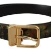 Dolce & Gabbana Black Green Leather Bronze Metal Buckle Men's Belt -Lux Lair Store 4128020